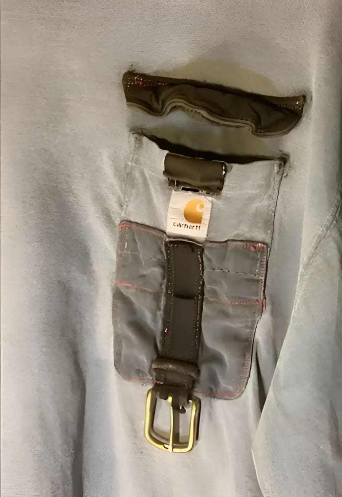 American Worker T-shirt on an Upcycled Carhartt by h.m. Peavy - Re - psychles Vintage Shop & Art Gallery