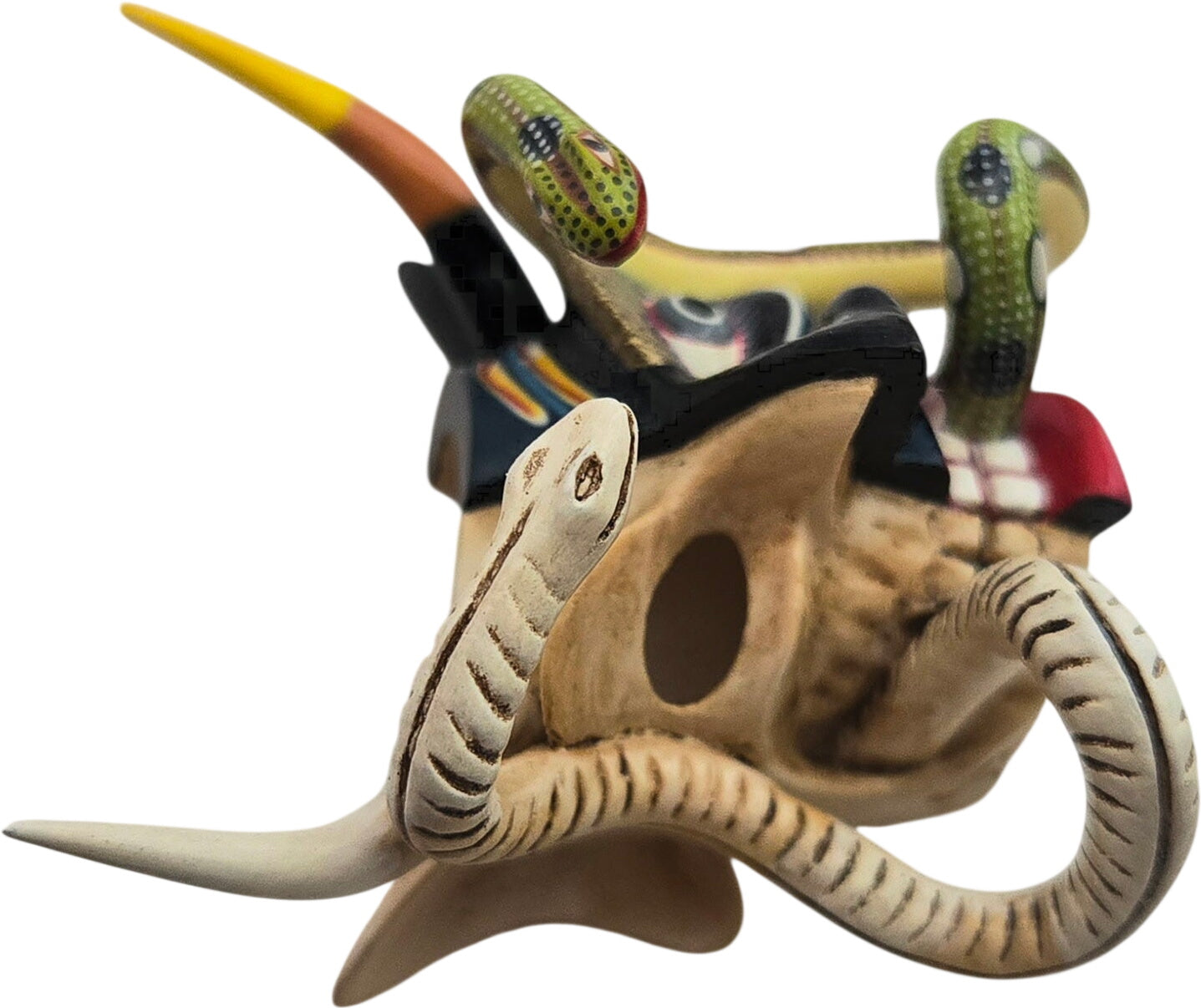 Skull and Snakes Miniature Wood Mask by Juan Horta