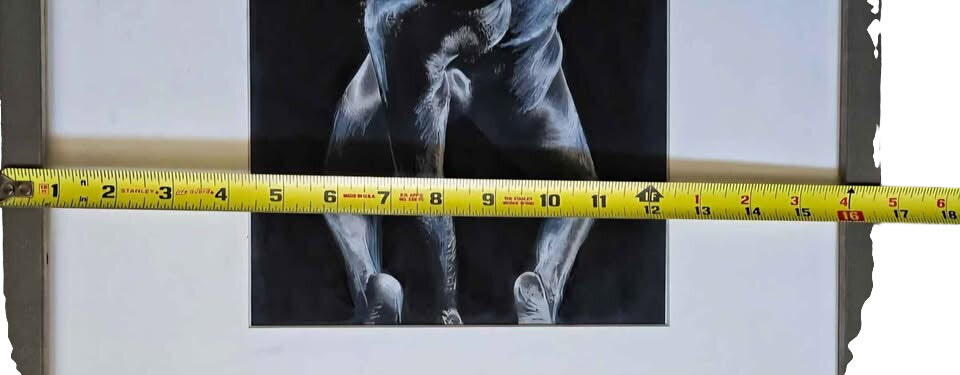 Black Charcoal and Pencil Male Figure Drawing Framed