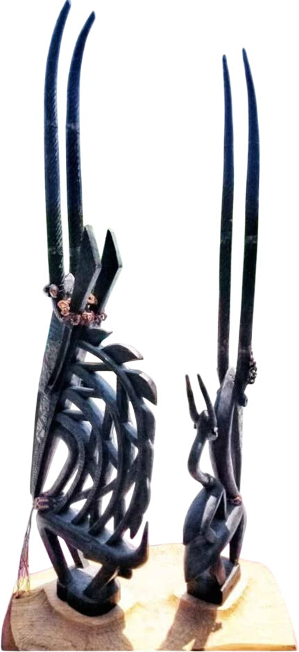 African Bamana Chiwara Couple Antelope Headcrests
