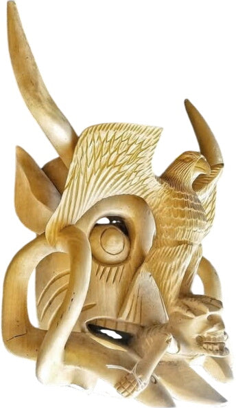 Surrealist Mexican Evil Mask From Michoacan Signed by Juan Horta