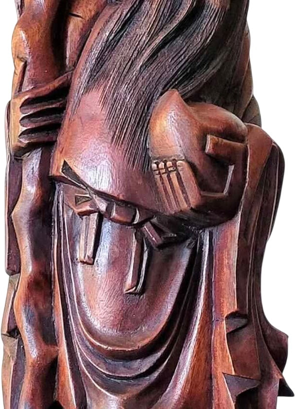 Magnificent OLD wood carving, Chinese deity, likely Shouxing